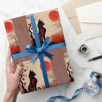 Kawaii Anime Cat Japanese Cherry Blossom Wrapping Paper Roll - Wonder Print Shop