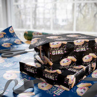 Kawaii Birthday Girl Glitter Dumpling Graphic Wrapping Paper Roll Cute Pink Bow Dim Sum Party Gift