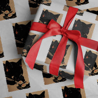 Kawaii Cat Eating Sushi Wrapping Paper Roll Japanese Anime Manga Otaku Retro Vintage Graphic