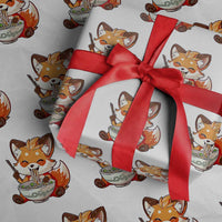 Kawaii Fox Ramen Japanese Wrapping Paper Roll Japanese Anime Otaku Manga Cute Graphic
