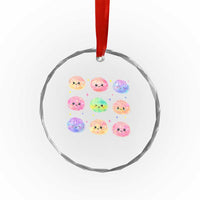 Kawaii Glitter Dumpling Face Grid Graphic Crystal Glass Ornament Cute Pastel Bao Emoji Expressions