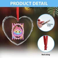 Kawaii Third Grade Glitter Dumpling Printed Graphic Heart Crystal Glass Ornament Cute First Day Back To School for Students Teachers