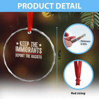 Keep The Immigrants Deport The Racists Crystal Glass Ornament Vintage Star - Wonder Print Shop