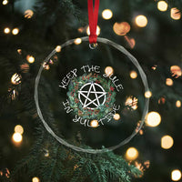 Keep The Yule In Yuletide Crystal Glass Ornament Yule Christmas Wreath TS11