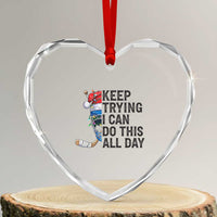 Keep Trying I Can Do This All Day Heart Crystal Glass Ornament Ice Hockey Helmet Christmas Gift - Wonder Print Shop