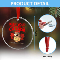Keep Your Tiny Hands Off Canada Crystal Glass Ornament Not For Sale Canadian Maple Leaf Beaver TS02