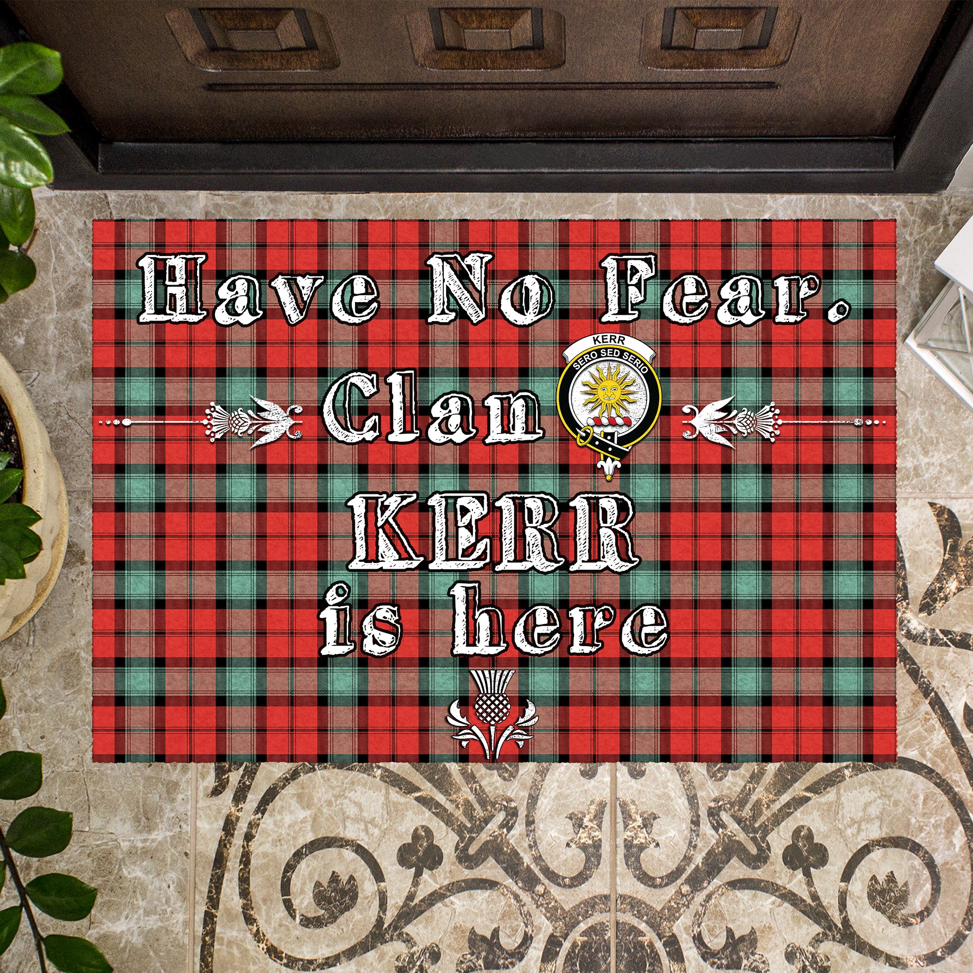 kerr-ancient-clan-tartan-door-mat-family-crest-have-no-fear-tartan-door-mat