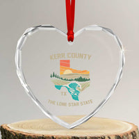 Kerr County Texas Heart Crystal Glass Ornament Retro Hill Country Nature Scene Outdoors - Wonder Print Shop