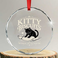 Kitty Biscuits We Knead Em You Need Em Crystal Glass Ornament Funny Black Cat Making Biscuits Baking