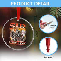 Knight Meme Crystal Glass Ornament Sir Cumcise Funny Bootleg Graphic - Wonder Print Shop