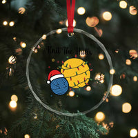 Knit The Halls Crystal Glass Ornament Funny Knitters Christmas Gift TS12