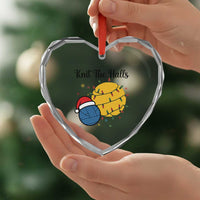 Knit The Halls Heart Crystal Glass Ornament Funny Knitters Christmas Gift - Wonder Print Shop