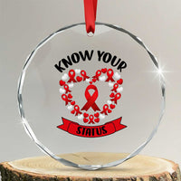 Know Your Status Red Ribbon HIV AIDS Awareness Support Month Gift Crystal Glass Ornament TS12