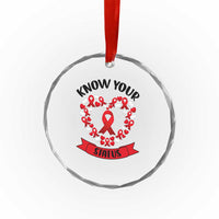Know Your Status Red Ribbon HIV AIDS Awareness Support Month Gift Crystal Glass Ornament TS12