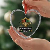 Kwanzaa Is Lit Heart Crystal Glass Ornament Funny African American Holiday Gift - Wonder Print Shop