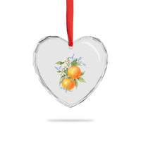 La Dolce Vita Oranges Heart Crystal Glass Ornament Romantic Italian Citrus Blossom Mediterranean Charm - Wonder Print Shop