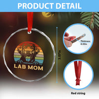 Lab Mom Crystal Glass Ornament Retro Sunset Dog Mom Gift TS12