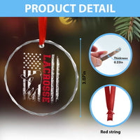 Lacrosse American Flag Lax Men 4th of July Crystal Glass Ornament
