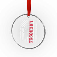 Lacrosse American Flag Lax Women 4th of July Crystal Glass Ornament