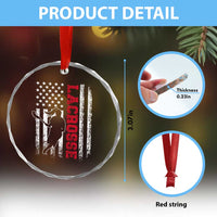 Lacrosse American Flag Lax Women 4th of July Crystal Glass Ornament