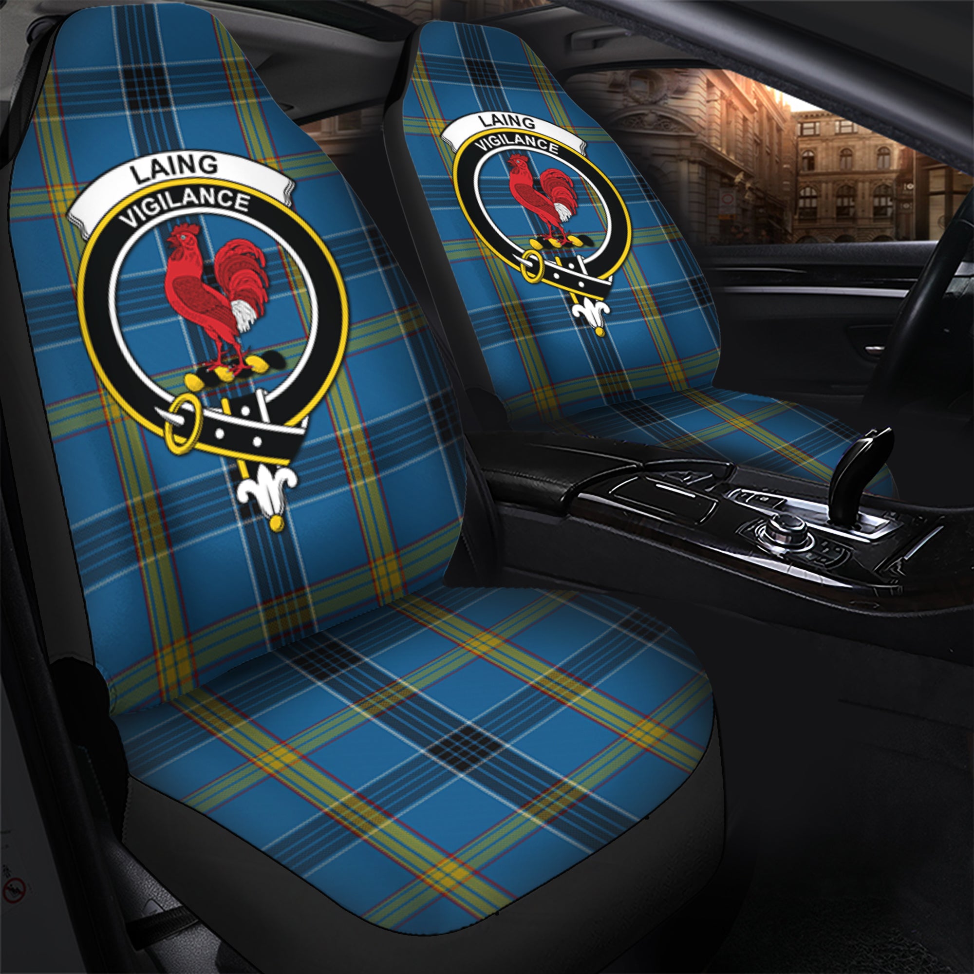 Laing Clan Tartan Car Seat Cover, Family Crest Tartan Seat Cover TS23