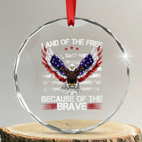 Land of the Free Because of the Brave Crystal Glass Ornament American Flag Patriotic Eagle 4th of July TS10