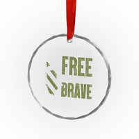 Land of the Free Because of the Brave Crystal Glass Ornament Gun American Flag - Wonder Print Shop