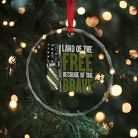 Land of the Free Because of the Brave Crystal Glass Ornament Gun American Flag TS10