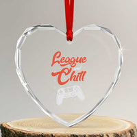 League And Chill Heart Crystal Glass Ornament Funny Gaming Quote Gift For Gamer - Wonder Print Shop