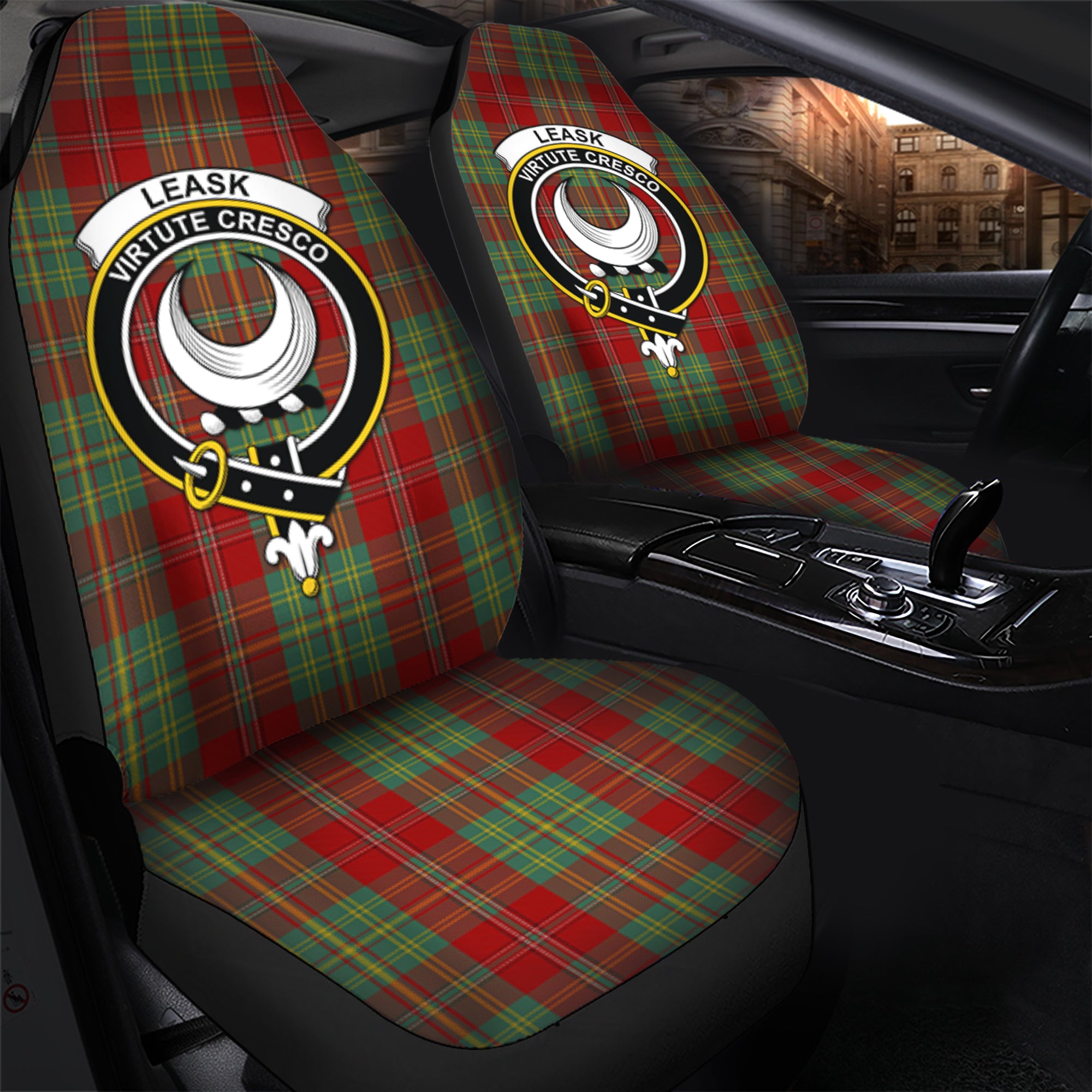 Leask Clan Tartan Car Seat Cover, Family Crest Tartan Seat Cover TS23