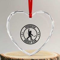 Legendary Sasquatch Hockey Club Heart Crystal Glass Ornament Funny Ice Hockey Gift - Wonder Print Shop