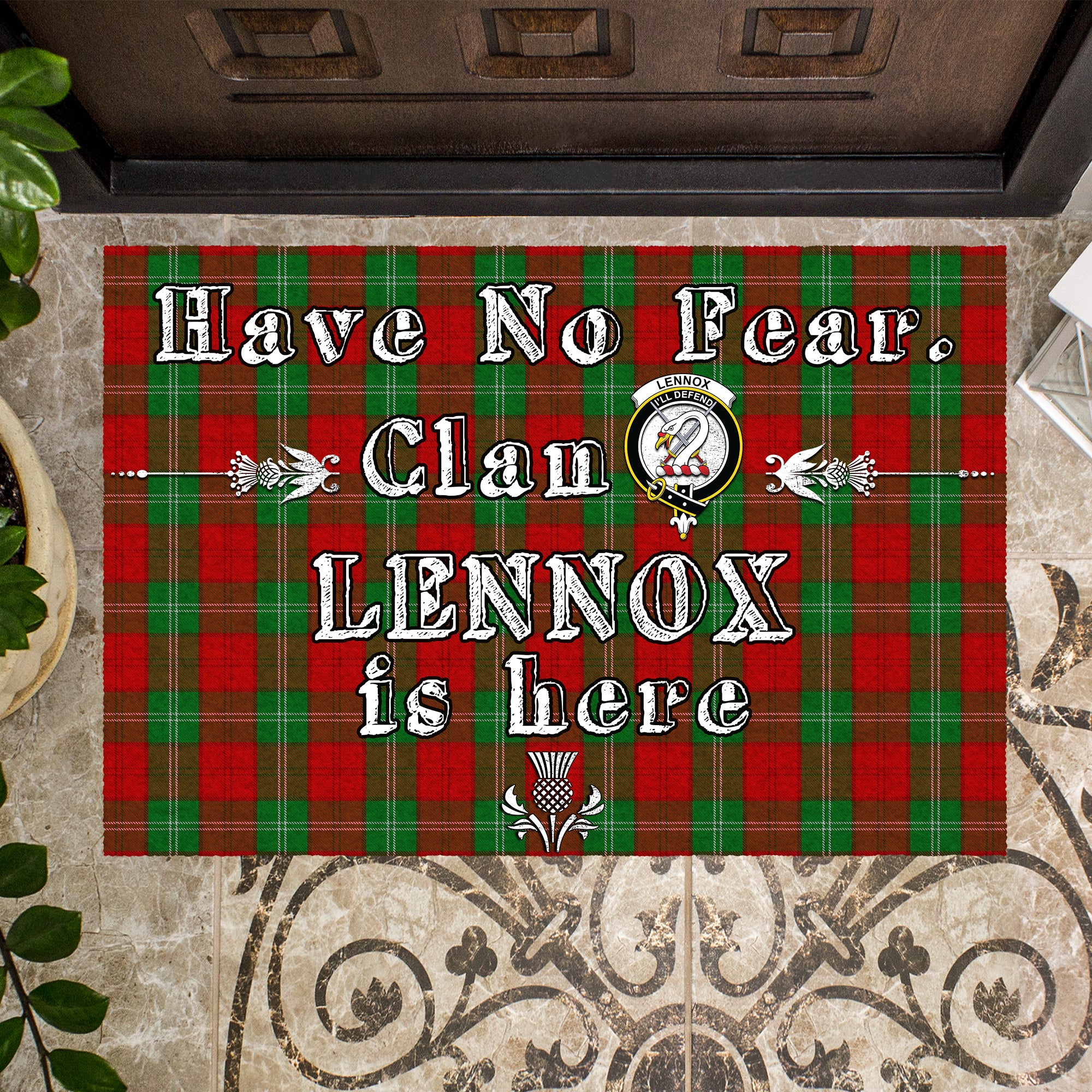 lennox-clan-tartan-door-mat-family-crest-have-no-fear-tartan-door-mat