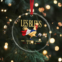 Les Bleus 2026 France Soccer Crystal Glass Ornament Rooster Wearing French Flag Patriotic Football Fan Graphic