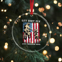 Let Dirt Fly And Freedom Ring Crystal Glass Ornament 4th of July Dirt Bike American Flag