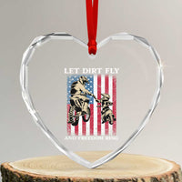 Let Dirt Fly And Freedom Ring Heart Crystal Glass Ornament 4th of July Dirt Bike American Flag