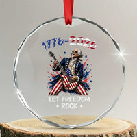 Let Freedom Rock George Washington Rock Star Crystal Glass Ornament Funny Electric Guitar Player American Flag Suit 1776 to 2026 Semiquincentennial