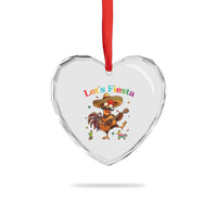 Lets Fiesta Cinco de May Heart Crystal Glass Ornament Funny Chicken Playing Guitar