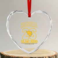 Lets Go Bosnia 2026 Hajmo Bosno Vintage Varsity Sports Style Heart Crystal Glass Ornament Bosnia Herzegovina Map Soccer Lover Football Fan