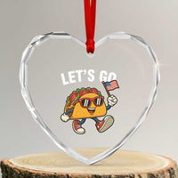 Let’s Go Taco Patriotic Heart Crystal Glass Ornament Funny 4th of July Food Humor - Wonder Print Shop