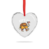 Let’s Go Taco Patriotic Heart Crystal Glass Ornament Funny 4th of July Food Humor - Wonder Print Shop