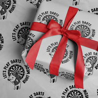 Lets Play Darts Right Meow Wrapping Paper Roll Cute Cat Dart Player Pub Game Gift - Wonder Print Shop
