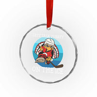Lets Talk Turkey On The Ice Crystal Glass Ornament Retro Ocean Blue Ice Hockey Gift TS12