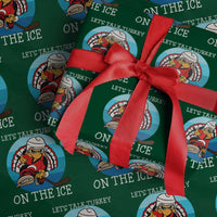 Lets Talk Turkey On The Ice Wrapping Paper Roll Retro Ocean Blue Ice Hockey Gift - Wonder Print Shop
