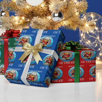 Lets Talk Turkey On The Ice Wrapping Paper Roll Retro Ocean Blue Ice Hockey Gift - Wonder Print Shop