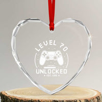 Level 70 Unlocked Video Gamer 70th Birthday Gift Heart Crystal Glass Ornament Vintage 1956 70 Year Old Gift