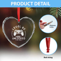 Level 80 Unlocked Video Gamer 80th Birthday Gift Heart Crystal Glass Ornament Vintage 1946 80 Year Old Gift