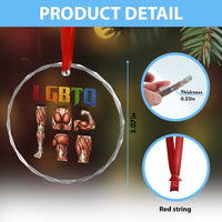 LGBTQ Acronym Funny Fitness Gym Rainbow Muscle Graphic Crystal Glass Ornament Legs Glutes Biceps Triceps Quads