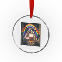 LGBTQ Pride Raccoon Rainbow Flag Crystal Glass Ornament Funny Drinking Beer