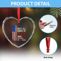 Liberals Hate All Kinds Of Kings American Flag Heart Crystal Glass Ornament Working Fact Checking Making Sense Patriotic Sarcasm