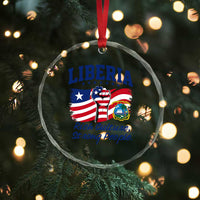 Liberia Rich Culture Strong People Patriotic Crystal Glass Ornament Liberian Flag Fist Coat Of Arms Heritage Pride